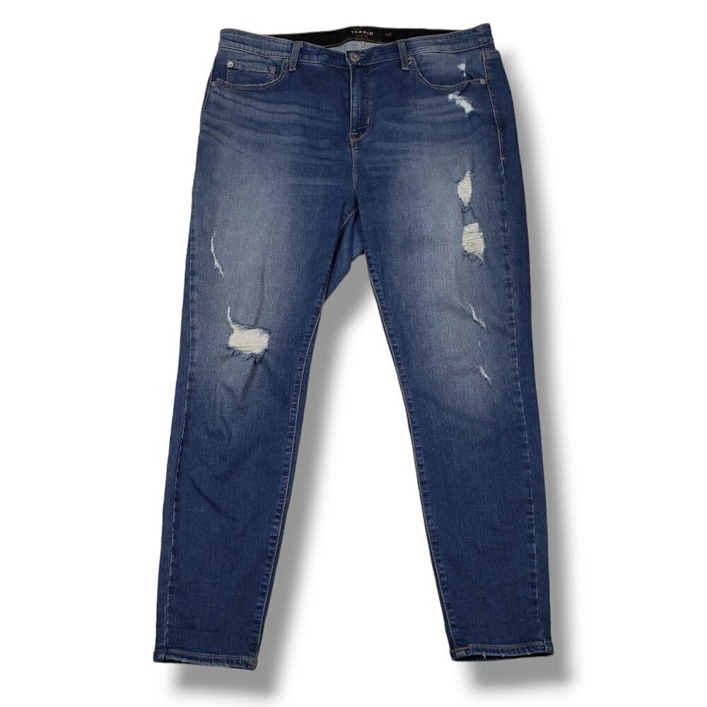 Torrid Sky High Skinny Jeans Womens 18 Premium Distressed High Rise